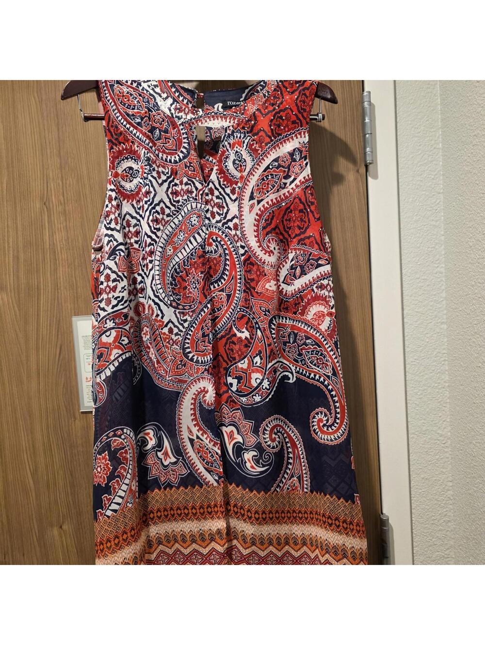 Roz & Ali Women's 2X Sleeveless Paisley Print Dress